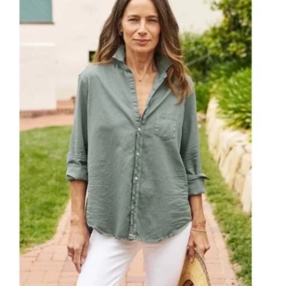 $268 FRANK & EILEEN (xl) gray light sage button up